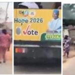 Ekiti Election: Campaign Truck for APC’s Gov Biodun Oyebanji Seen Throwing Bread at Residents (Video)