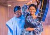 Tinubu Teases Wife, Calls Her ‘Iya Alakara’ At State House Dinner