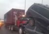 Gridlock on Lagos-Ibadan Expressway as Container-Laden Truck Hit Vehicles